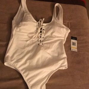 One piece white swim suit